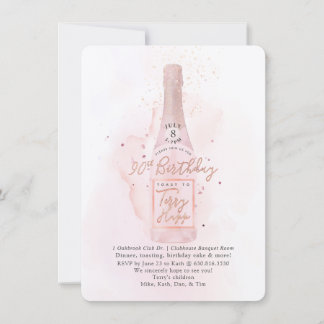 PixDezines H2 Roze Champagne 90 Verjaardag Bkupfin Kaart