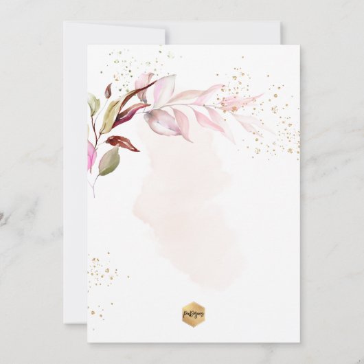 PixDezines H2 Roze Eucalyptus Bautizo Kaart (Achterkant)