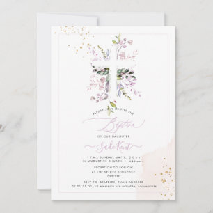 PixDezines H2 Roze Eucalyptus Doop Uitnodiging