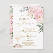 PixDezines H2 Roze Hydrangea Roos Vrijgezellenfees Kaart (Voorkant / Achterkant)