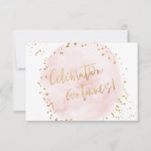 PixDezines H2 Roze katoenvlek Mitzvah Receptie Kaart (Voorkant)