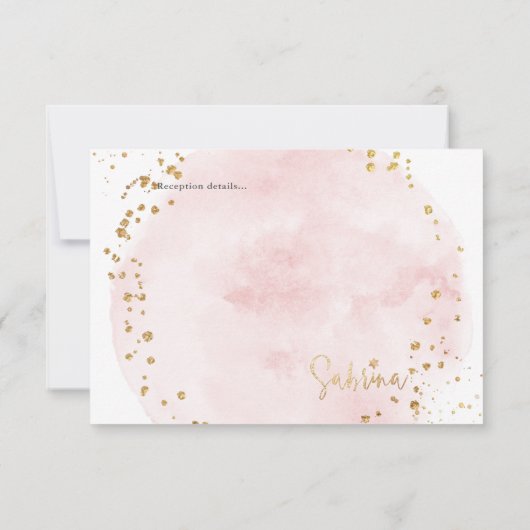 PixDezines H2 Roze katoenvlek Mitzvah Receptie Kaart (Achterkant)