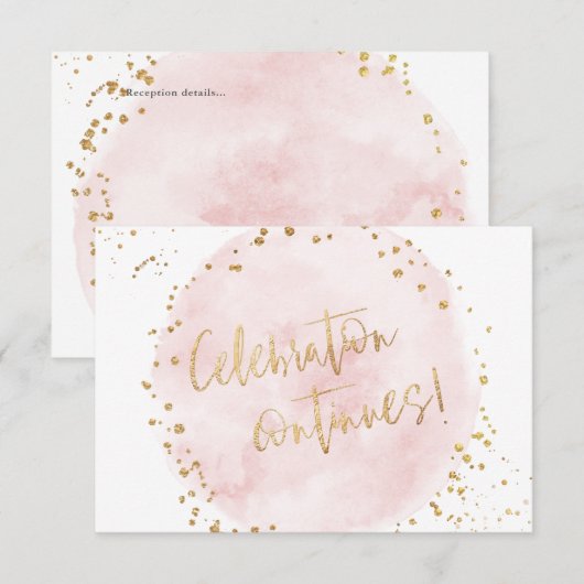 PixDezines H2 Roze katoenvlek Mitzvah Receptie Kaart (Voorkant / Achterkant)