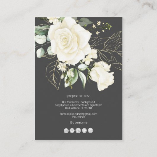 PixDezines H2 Rozen Cream Earnings-beeldscherm Visitekaartje (Achterkant)