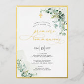 PixDezines H2 Rustic Eucalyptus Première Communère Folie Uitnodiging (Voorkant)