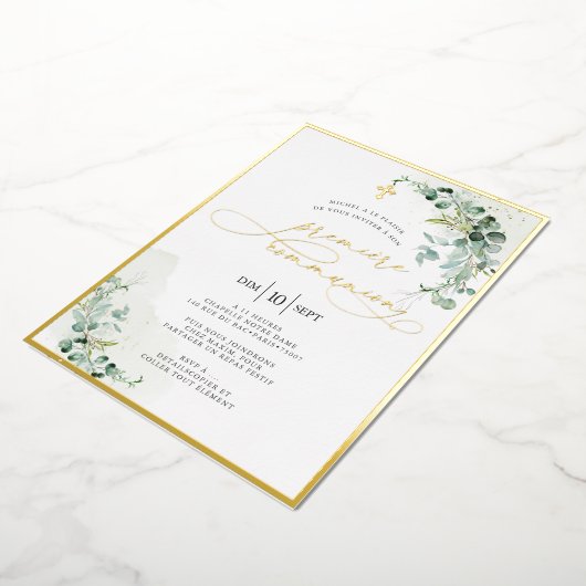 PixDezines H2 Rustic Eucalyptus Première Communère Folie Uitnodiging (Gedraaid)