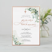 PixDezines H2 Rustic Eucalyptus Première Communère Folie Uitnodiging (Staand Voorkant)