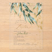 PixDezines H2 Rustic Willow Gum Eucalyptus Baptism Acryl Uitnodigingen (Voorkant)