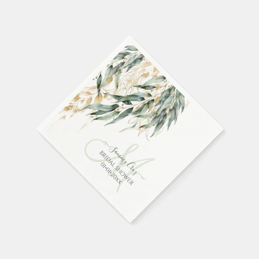 PixDezines H2 Rustieke Willow Eucalyptus Monogram Servet (Hoek)