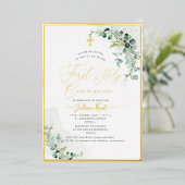 PixDezines H2 Rustige Eucalyptus First Communie Folie Uitnodiging (Staand Voorkant)