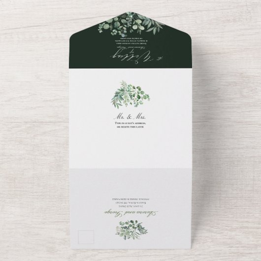 PixDezines H2 Rustisch Groen Gum Eucalyptus All In One Uitnodiging (Buitenkant)