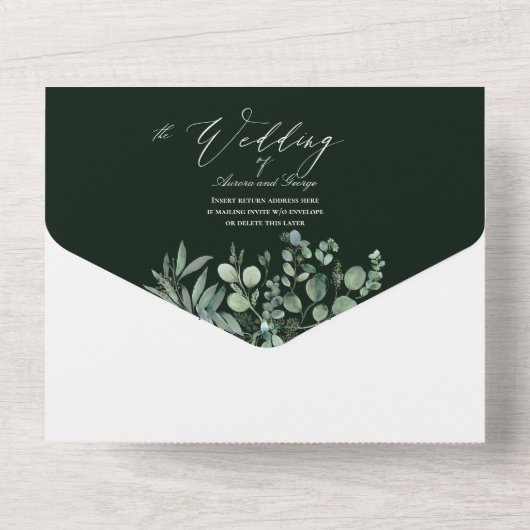 PixDezines H2 Rustisch Groen Gum Eucalyptus All In One Uitnodiging (Achterkant)