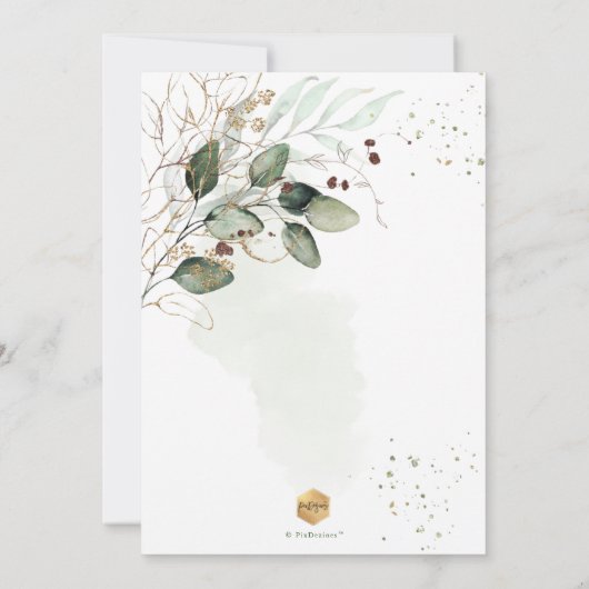 PixDezines H2 Rustisch tandvlees Eucalyptus Baptis Kaart (Achterkant)