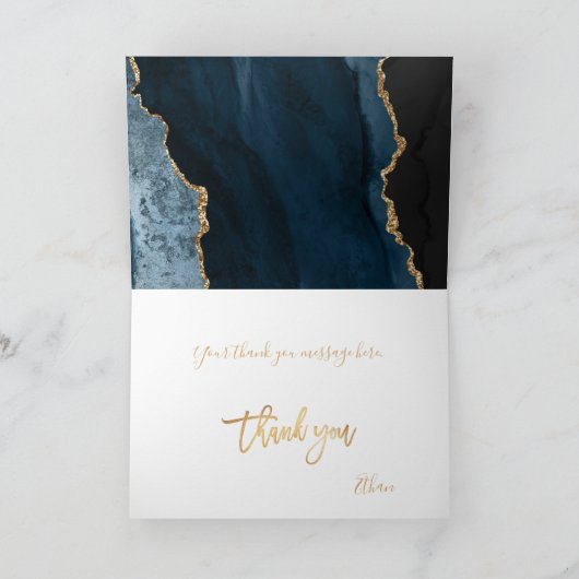 PixDezines H2 Slate Blue Agate Mitzvah ✡ Bedankt Kaart (Binnen)