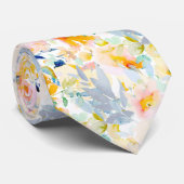 PixDezines H2 Spring Flowers Blush Dusty Blue Stropdas (Opgerold)