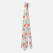 PixDezines H2 Spring Flowers Jade Sinaasappel Stropdas (Voorkant)