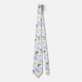 PixDezines H2 Stof Blauwe Rozen Stropdas (Voorkant)