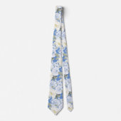 PixDezines H2 Stof Blauwe Rozen Stropdas (Voorkant)