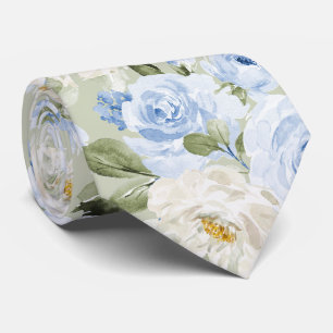 PixDezines H2 Stof Blauwe Rozen Stropdas