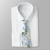 PixDezines H2 Stof Blauwe Rozen Stropdas (Gebonden)