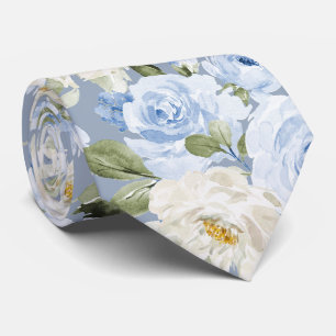 PixDezines H2 Stof Blauwe Rozen Stropdas
