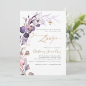 PixDezines H2 Stof Purple Eucalyptus Bautizo Kaart (Staand voorkant)