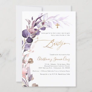 PixDezines H2 Stof Purple Eucalyptus Bautizo Kaart