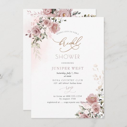 PixDezines H2 Stof Roos Floral Vrijgezellenfeest Save The Date (Voorkant / Achterkant)