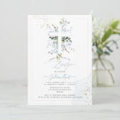 PixDezines H2 Stofblauw Eucalyptus Bautizo Kaart (Staand voorkant)