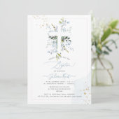 PixDezines H2 Stofblauw Eucalyptus Doop Kaart (Staand voorkant)