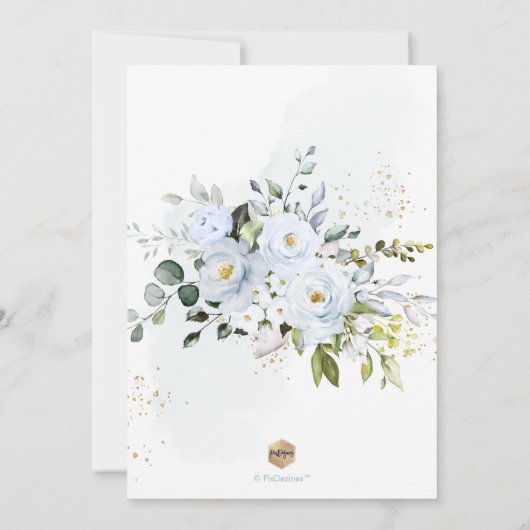 PixDezines H2 Stofblauwe Rozen Doop Kaart (Achterkant)