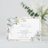 PixDezines H2 Stoffelijk Blauw Rozen Doop Dank u Kaart (Staand voorkant)