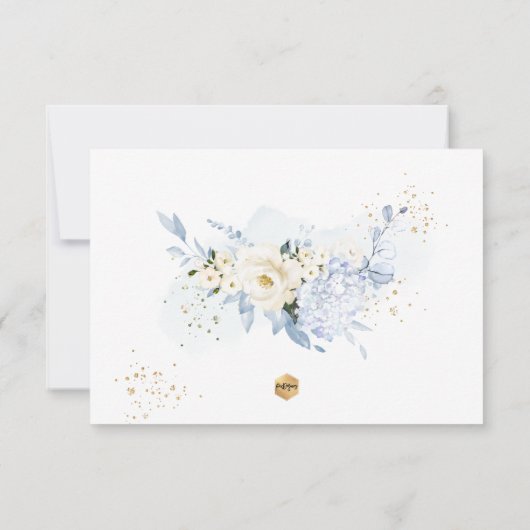 PixDezines H2 Stoffelijk Blauw Rozen Doop Dank u Kaart (Achterkant)