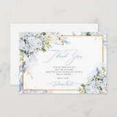 PixDezines H2 Stoffelijk Blauw Rozen Doop Dank u Kaart (Voorkant / Achterkant)