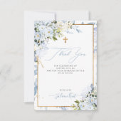 PixDezines H2 Stoffelijk Blauw Rozen Doop Dank u Kaart (Voorkant)