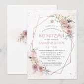 PixDezines H2 Stofrozen Rozen Bat Mitzvah Kaart (Voorkant / Achterkant)