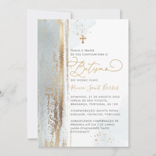 PixDezines H2 Stusty Blue Batismo Kaart (Voorkant)