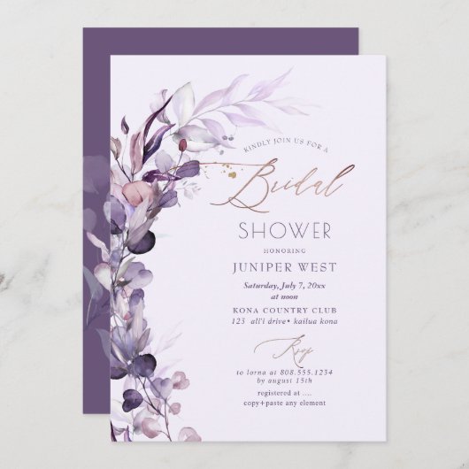 PixDezines H2 Stusty Paarse Eucalyptus Kaart (Voorkant / Achterkant)