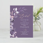 PixDezines H2 Stusty Paarse Eucalyptus Uitnodiging (Staand voorkant)