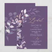 PixDezines H2 Stusty Paarse Eucalyptus Uitnodiging (Voorkant / Achterkant)