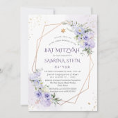 PixDezines H2 Stusty Paarse Rozen Bat Mitzvah Kaart (Voorkant)