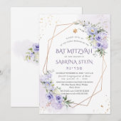PixDezines H2 Stusty Paarse Rozen Bat Mitzvah Kaart (Voorkant / Achterkant)