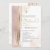 PixDezines H2 Stusty Roos Batismo Uitnodiging (Voorkant / Achterkant)
