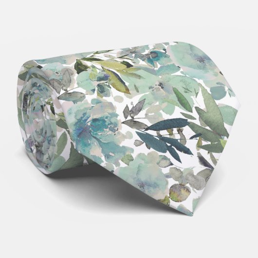 PixDezines H2 Summer Flowers Green Hues Stropdas (Opgerold)