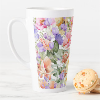 PixDezines H2 Summer Garden Flowers DIY color Latte Mok