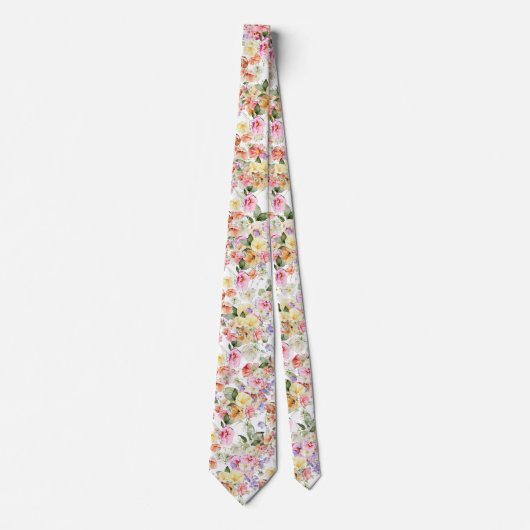 PixDezines H2 Summer Garden Flowers Stropdas (Voorkant)