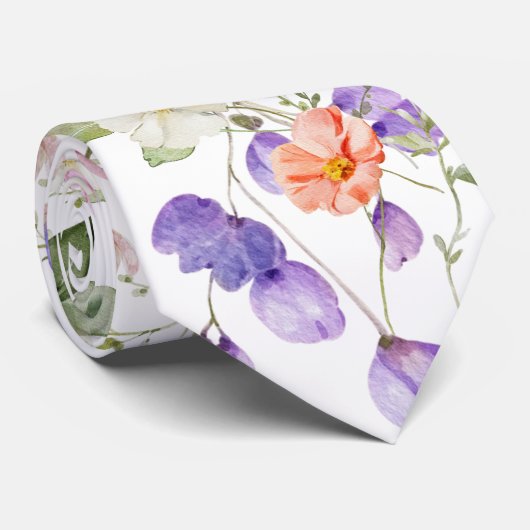 PixDezines H2 Summer Garden Flowers Stropdas (Opgerold)