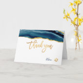 PixDezines H2 Teal Agate Mitzvah ✡ Dankkaart Kaart (Gele Bloem)