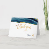 PixDezines H2 Teal Agate Mitzvah ✡ Dankkaart Kaart (Voorkant)