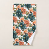 PixDezines H2 Tealgroene Roze Rozen Bad Handdoek (Handdoek)